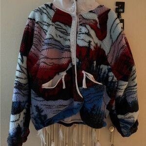 Free People Multicolor Fleece Jacket with Zippered Front